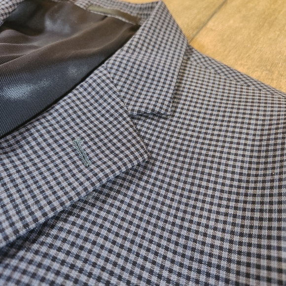 Kenneth Cole Blazer Men's 42R Blue Gingham Check Sport Coat Jacket 100% Wool - Picture 2 of 10